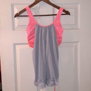 Lululemon Tank Top with Built in Bra, Size S, Grey/Peach Color